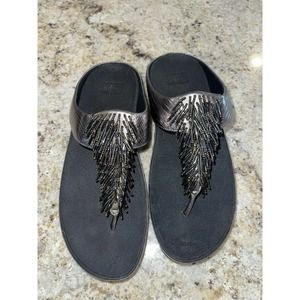 FitFlop Cha Cha Thong Sandal , Nimbus Silver , Sz US 10 M